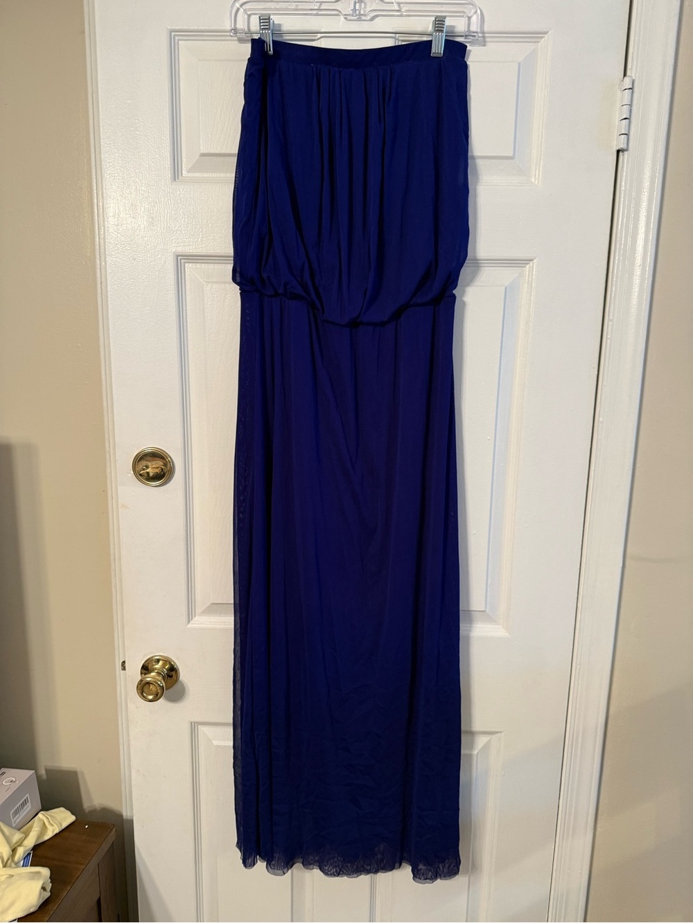 Royal Blue Strapless Sheer Maxi Dress